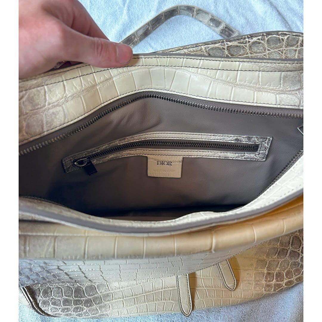 DIOR LARGE SOFT SADDLE WHITE HIMALAYAN HANDBAG | eBay